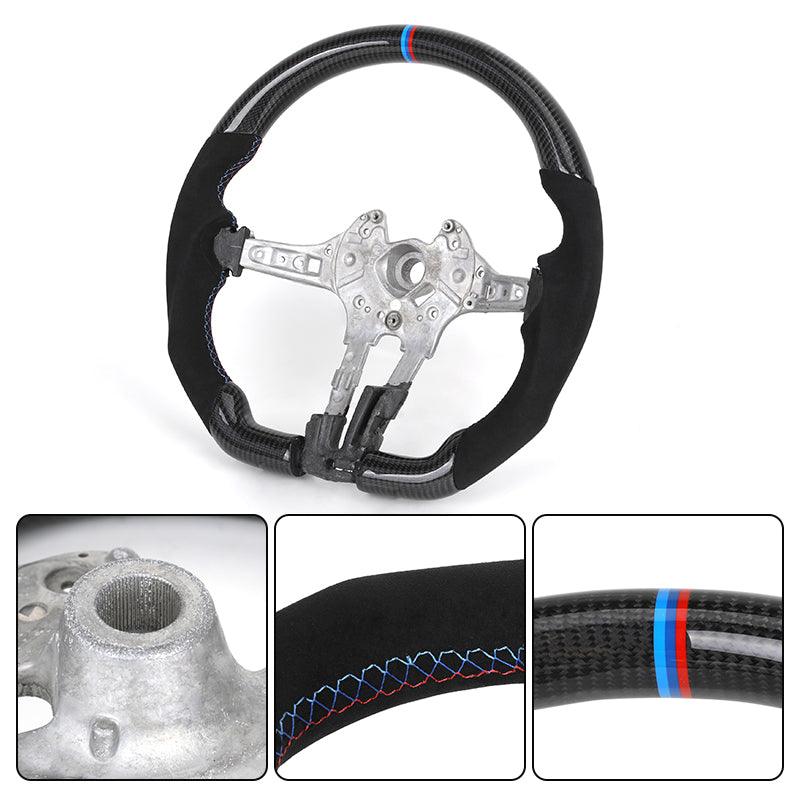 Without Center Trim Half Alcantara Carbon Steering Wheel Core for BMW F06 F07 F10 F20 F30 F32 F36 F80 F82 F90 E88 E90 E92 E93 - Hailed Inc.