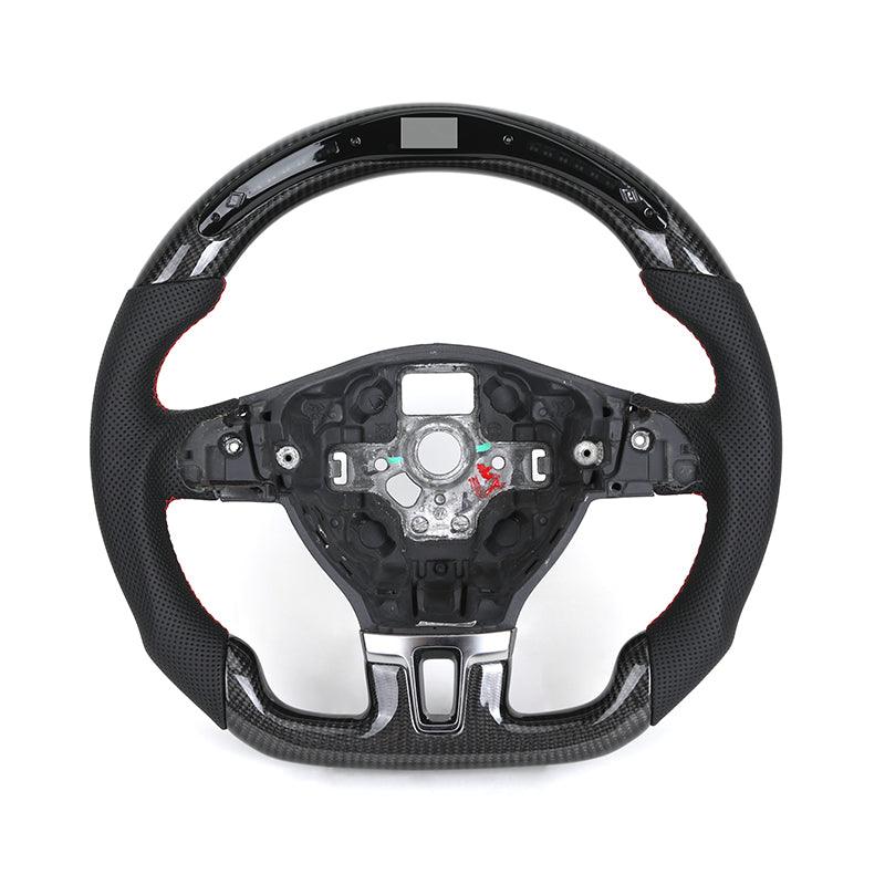 Without Center Trim Half Leather Carbon LED Steering Wheel Core for Volkswagen VW Golf R 6 7 MK6 MK7 MK7.5 GTI Jetta Passat CC - Hailed Inc.