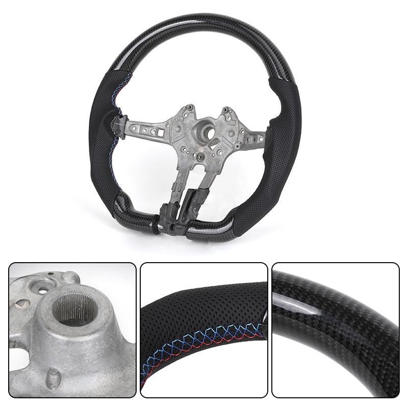 Without Center Trim Half Leather Carbon Steering Wheel Core for BMW F01 F10 F11 F06 F07 F12 F13 F01 F90 F91 F92 F93 - Hailed Inc.