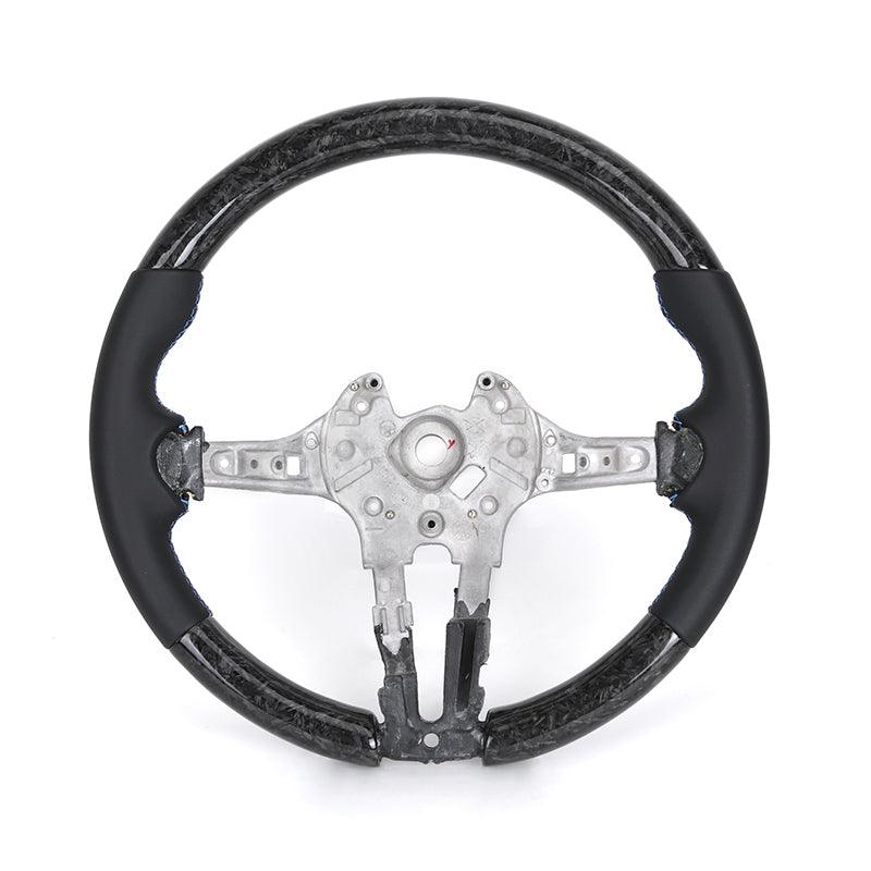 Without Center Trim Half Leather Forged Carbon Steering Wheel Core for BMW F Series F10 F20 F30 M3 F80 M4 F82 F85 M2 F87 M5 F90 - Hailed Inc.