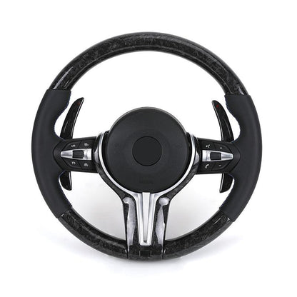 Without Center Trim Half Leather Forged Carbon Steering Wheel Core for BMW F Series F10 F20 F30 M3 F80 M4 F82 F85 M2 F87 M5 F90 - Hailed Inc.