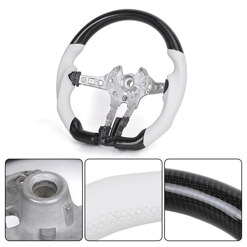 Without Center Trim White Leather Carbon Steering Wheel Frame for BMW F01 F02 F07 F10 F15 F16 F30 F80 F82 F85 F87 F90 E90 E92 M3 - Hailed Inc.