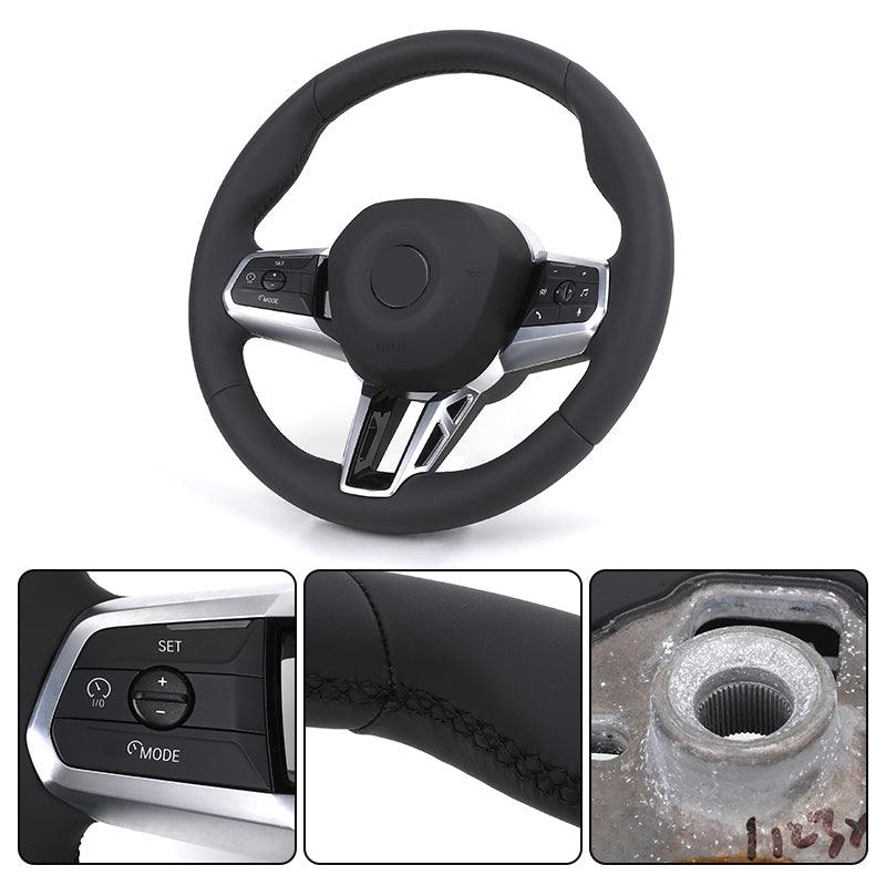 Without Paddle Shifter Round Bottom Leather Steering Wheel for BMW 5 Series G60 G61 G68 i7 i5 iX1 X1 X2 U11 U12 2022 2023 2024 - Hailed Inc.