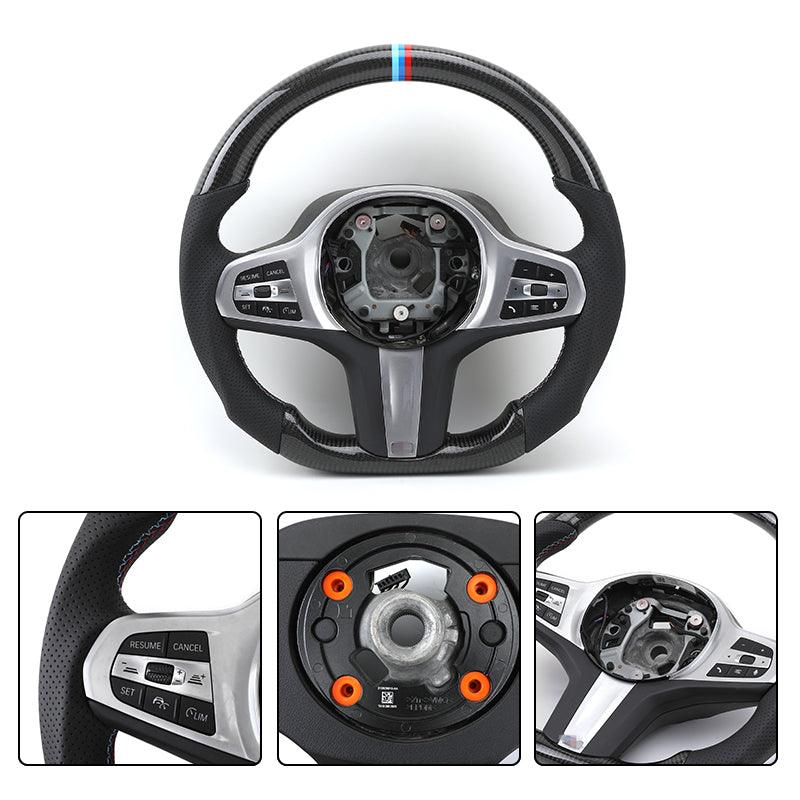 Without Paddle Shifters M Sport Custom Carbon Fiber Car Steering Wheel for BMW 5 7 Series G30 G31 G32 G38 G11 G12 X7 G07 M5 M7 - Hailed Inc.