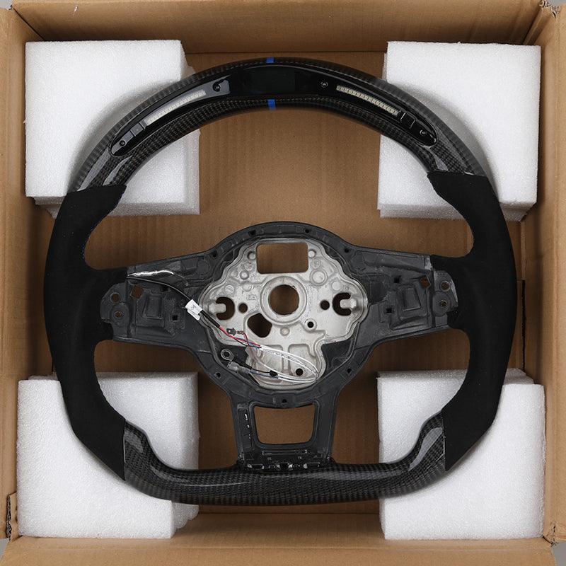 Without Trim Sport Half Alcantara Carbon Fiber Steering Wheel for Volkswagen VW Polo MK Golf 5 6 7 7.5 6R R Passat CC Gti Gte - Hailed Inc.